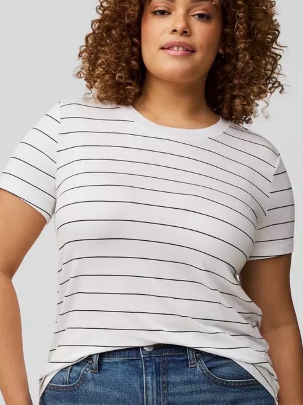 NWT Torrid Perfect Super Soft Crew Neck Tee Size 1X White & Black Striped